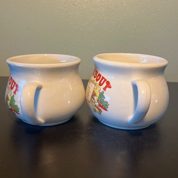Set of 2 Vintage TOMATO SOUP Recipe Ceramic Soup Mugs Bowls ~ Country Kitchen - Picture 3 of 12